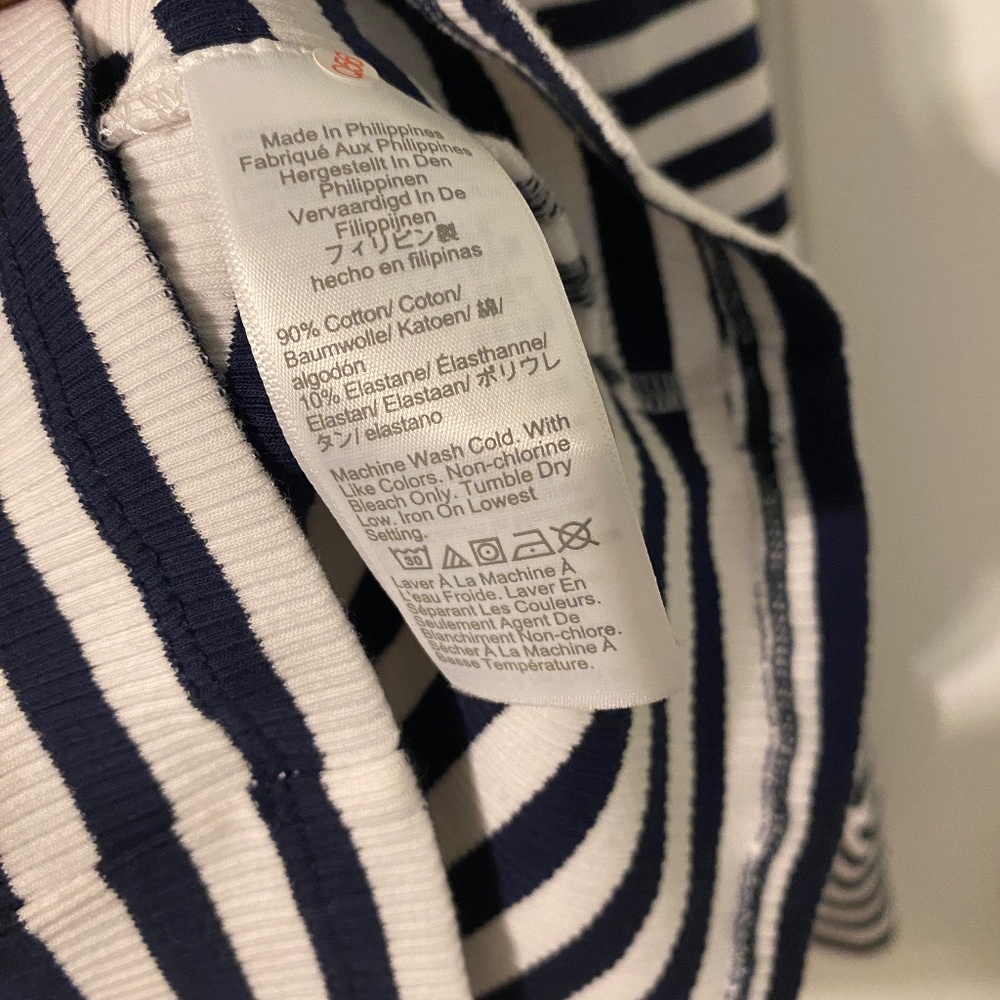J. Crew Navy and White Striped Long Sleeve Ribbed Tee - Picture 5 of 8
